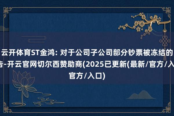 云开体育ST金鸿: 对于公司子公司部分钞票被冻结的公告-开云官网切尔西赞助商(2025已更新(最新/官方/入口)